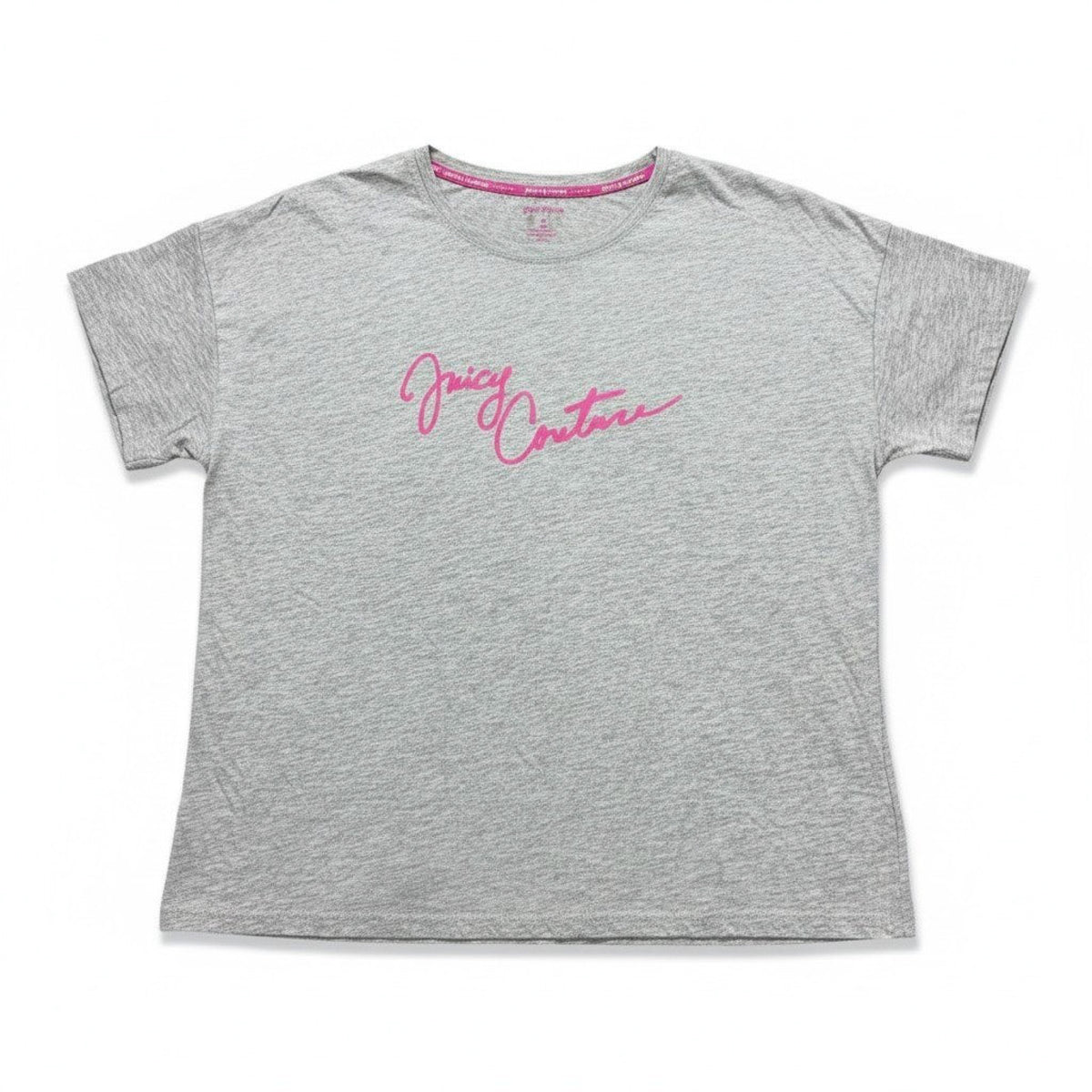 Juicy Couture Sport Womens XL Gray Pink Logo Crewneck Tee Casual Athleisure