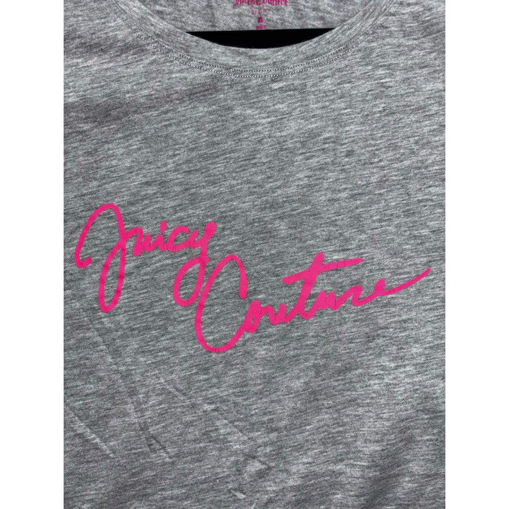 Juicy Couture Sport Womens XL Gray Pink Logo Crewneck Tee Casual Athleisure