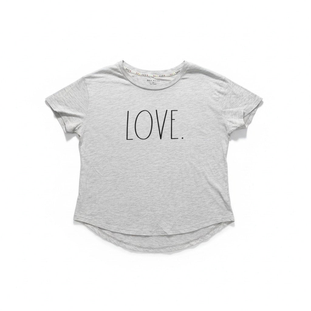 Rae Dunn XL Womens Gray Love Graphic Crewneck Tee Shirt Casual Cozy