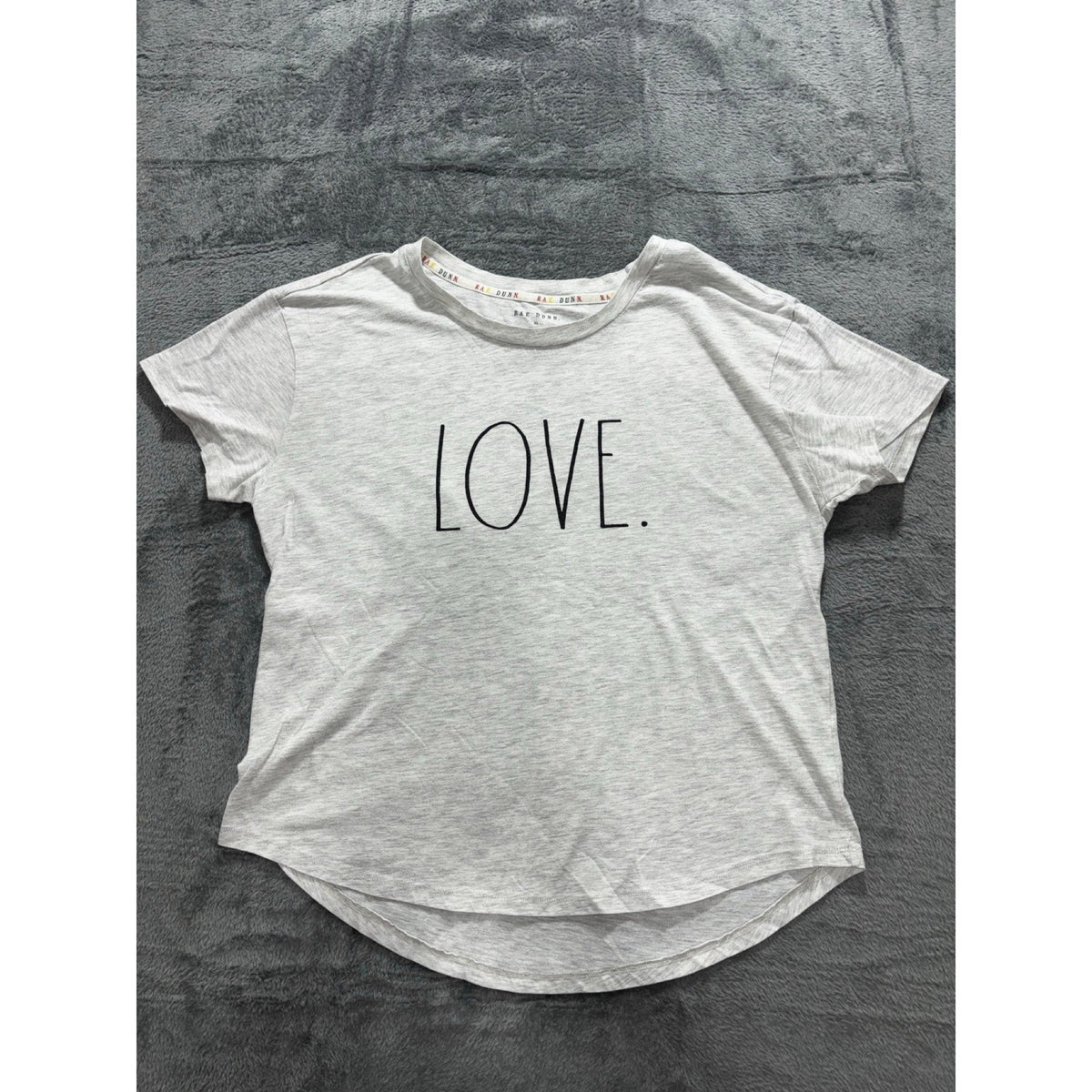 Rae Dunn XL Womens Gray Love Graphic Crewneck Tee Shirt Casual Cozy