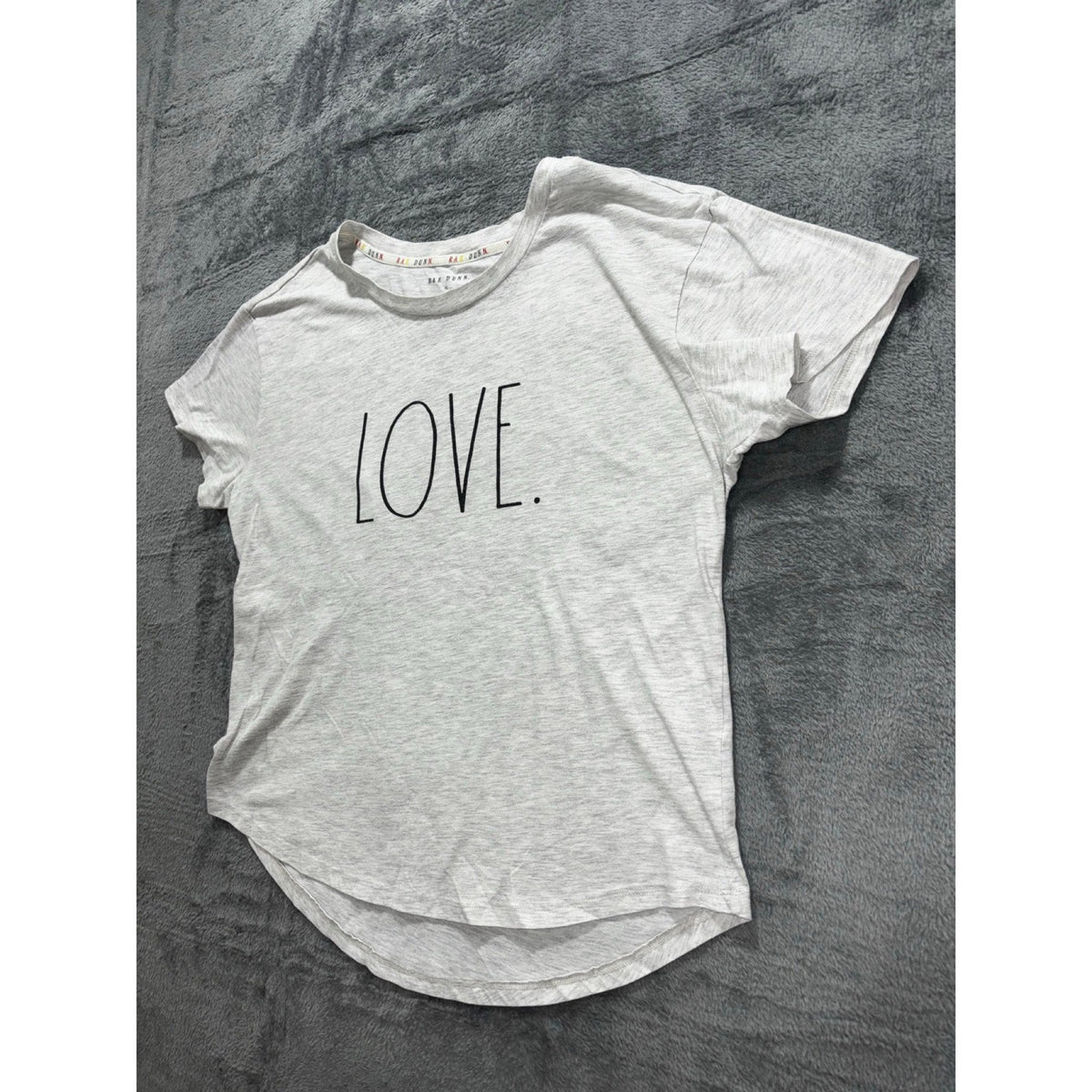 Rae Dunn XL Womens Gray Love Graphic Crewneck Tee Shirt Casual Cozy