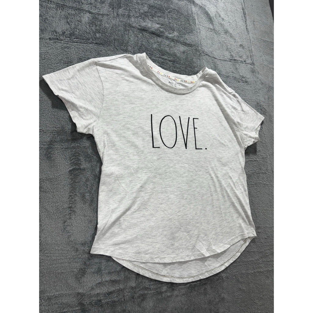 Rae Dunn XL Womens Gray Love Graphic Crewneck Tee Shirt Casual Cozy