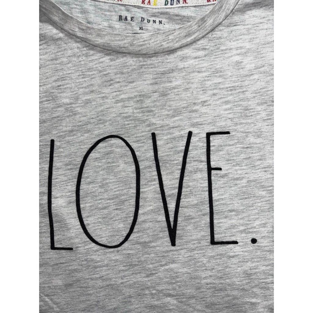 Rae Dunn XL Womens Gray Love Graphic Crewneck Tee Shirt Casual Cozy