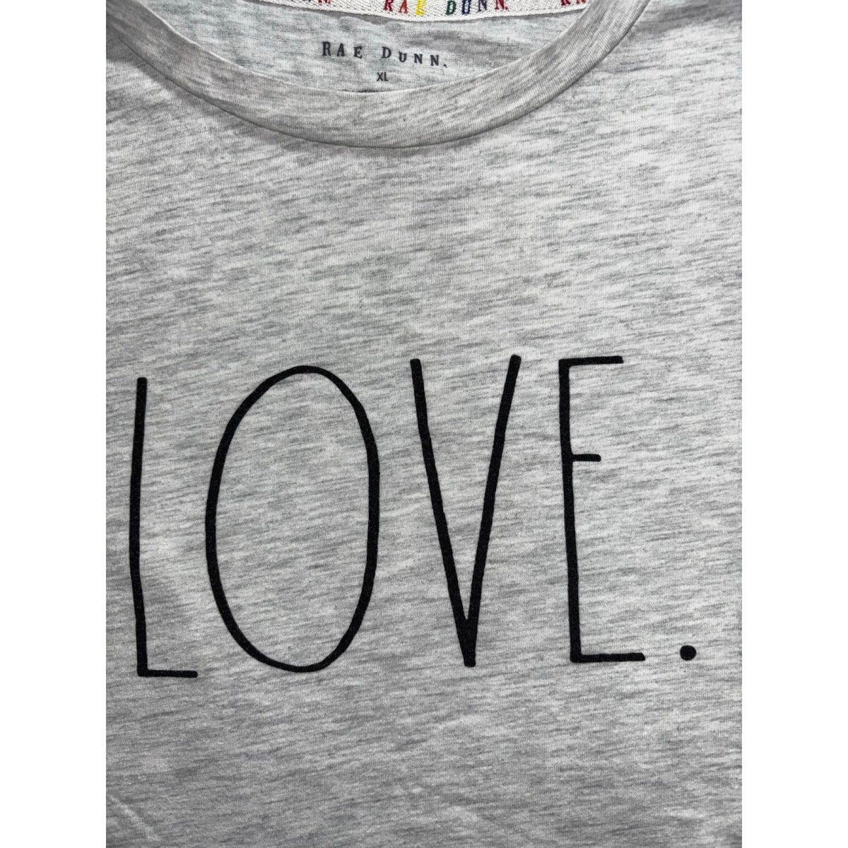 Rae Dunn XL Womens Gray Love Graphic Crewneck Tee Shirt Casual Cozy