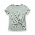 Matty M XL Womens Sage Green Tie Front Tee Shirt Casual Boho Short Sleeve Top