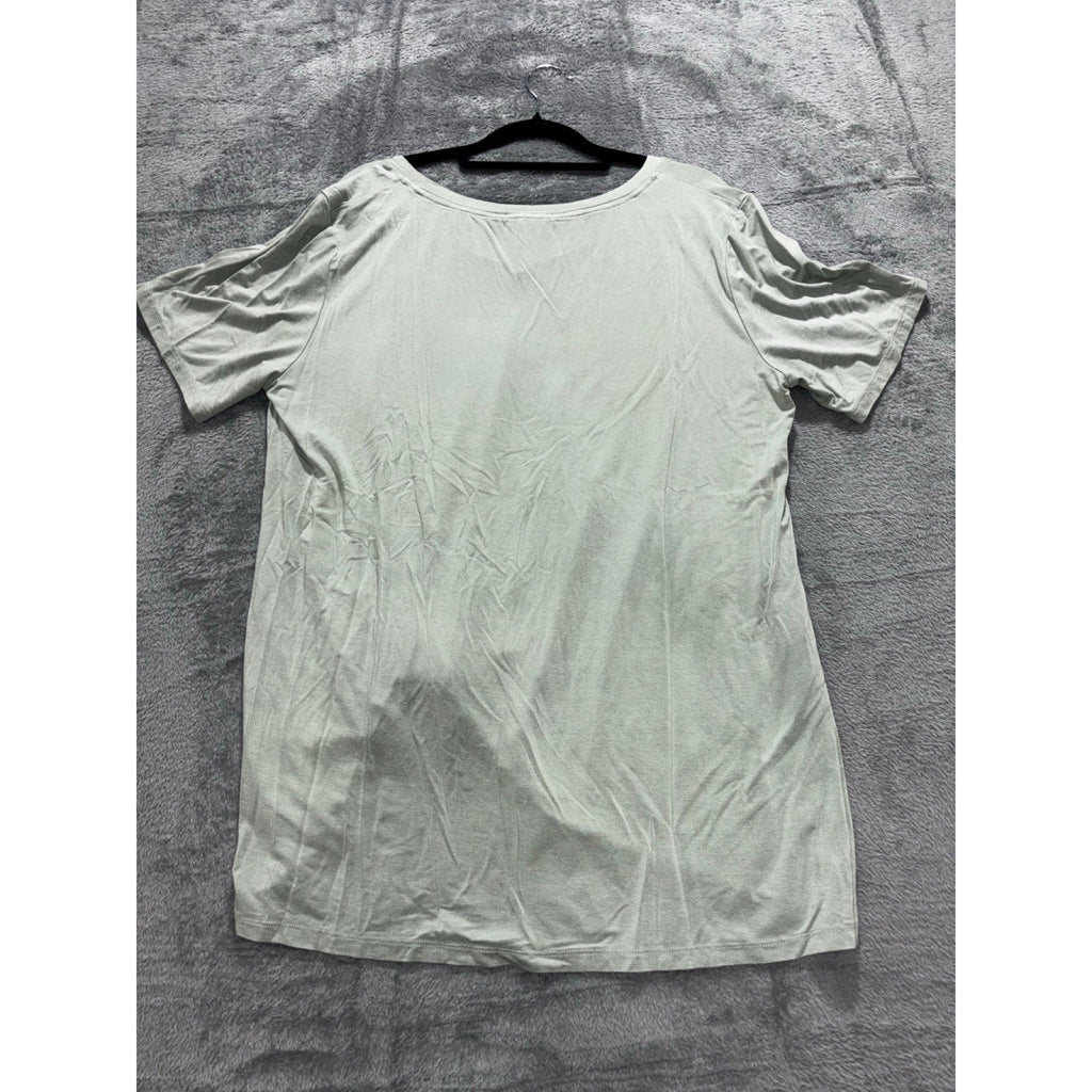 Matty M XL Womens Sage Green Tie Front Tee Shirt Casual Boho Short Sleeve Top