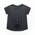 Weatherproof Vintage Womens XL Black Tie Hem Button Front Top Boho Casual Cozy