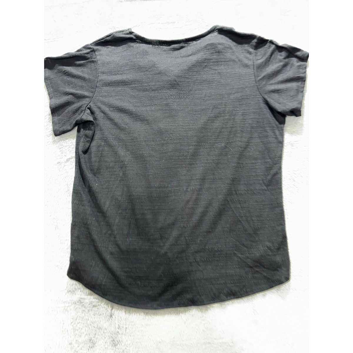 Weatherproof Vintage Womens XL Black Tie Hem Button Front Top Boho Casual Cozy