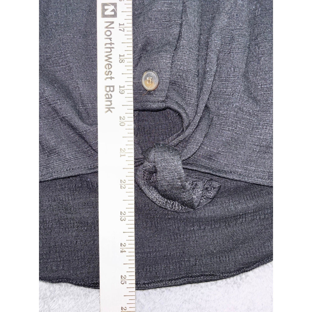 Weatherproof Vintage Womens XL Black Tie Hem Button Front Top Boho Casual Cozy