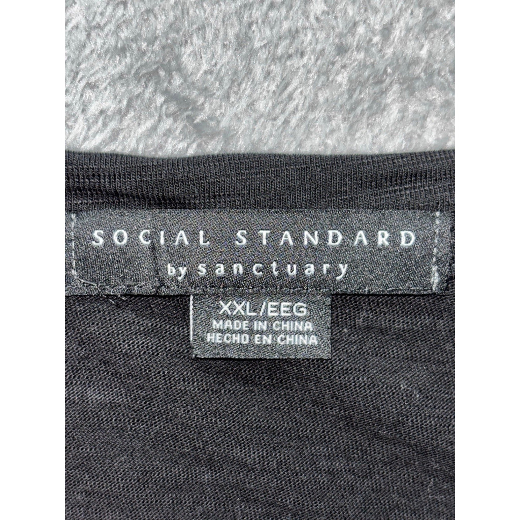 Social Standard by Sanctuary XXL Womens Black Asymmetric Hi-Lo Tee Casual Boho
