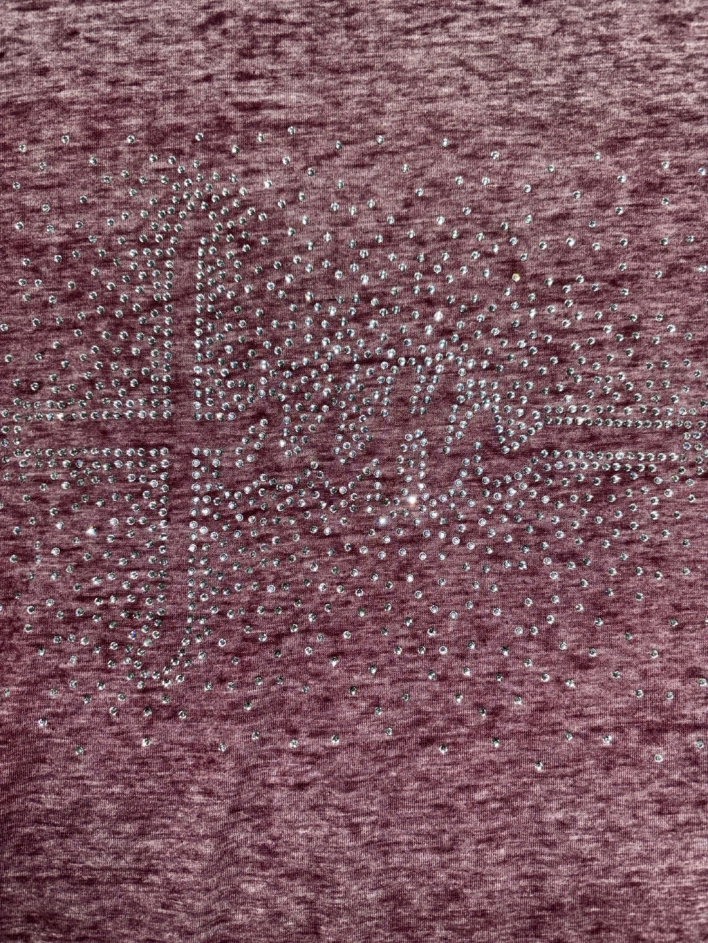 Joei & i Womens 1X Burgundy Heather Rhinestone Cross Tee Casual Boho