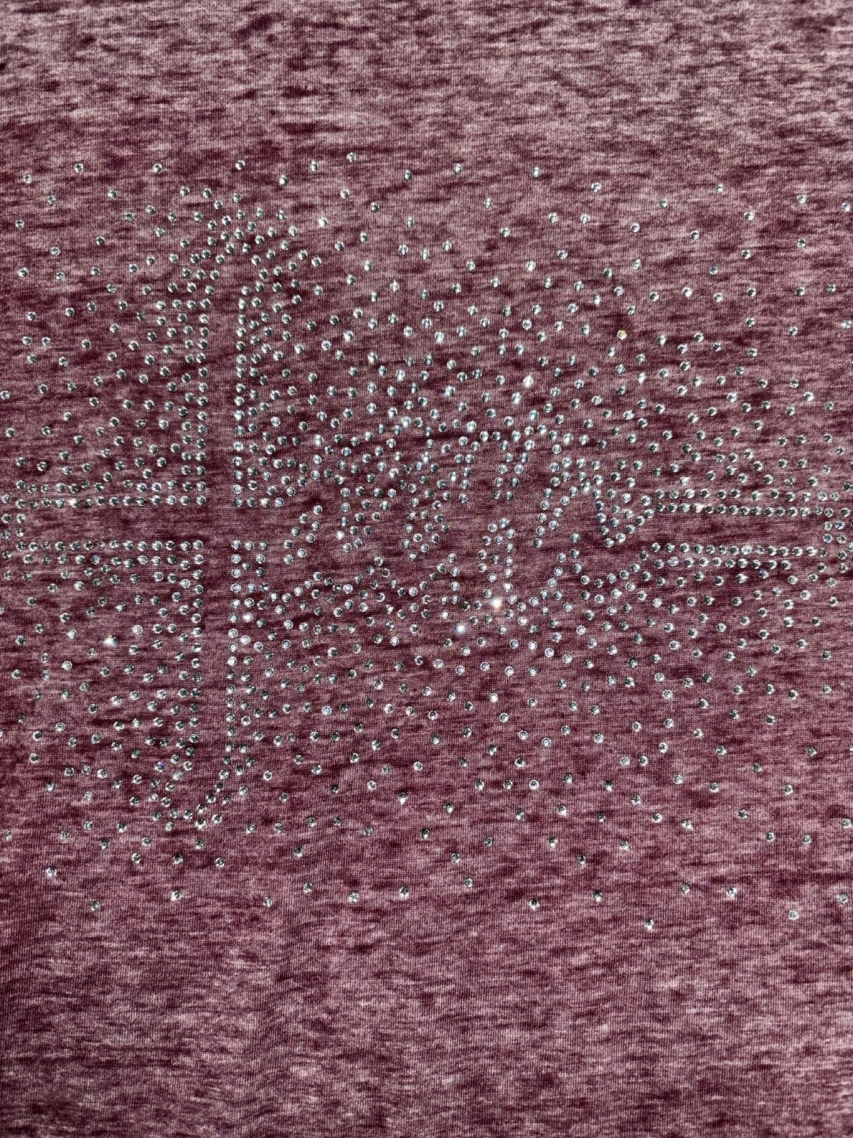 Joei & i Womens 1X Burgundy Heather Rhinestone Cross Tee Casual Boho