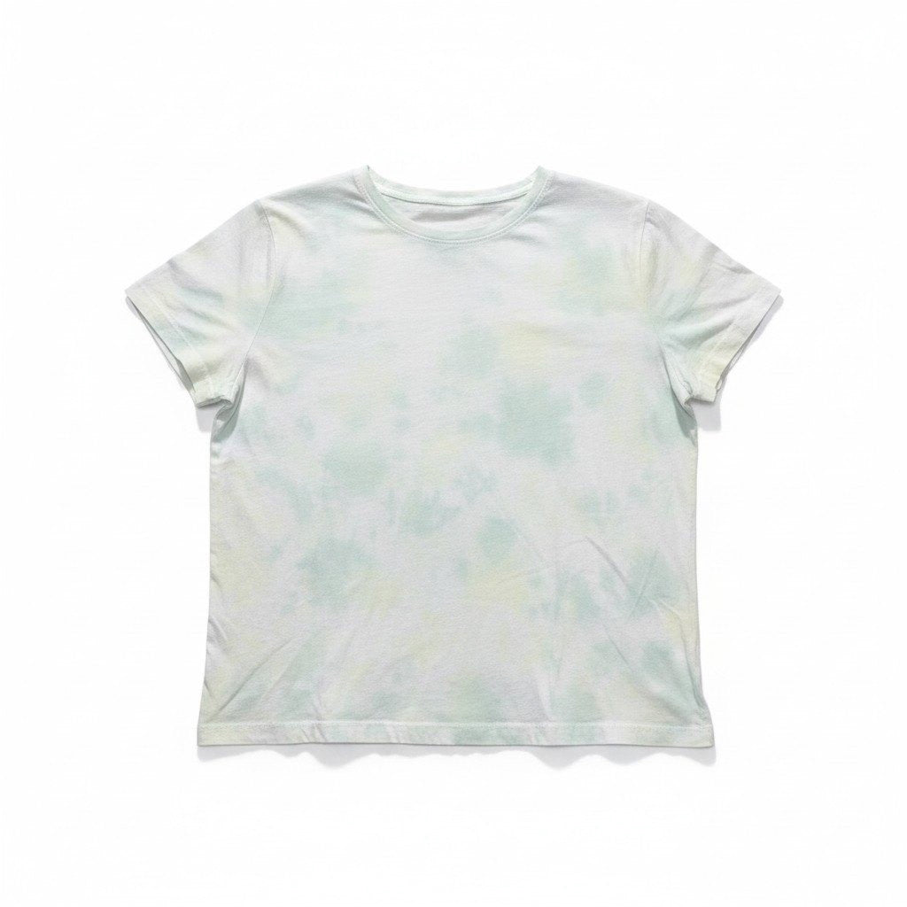 Danskin XL Womens White Mint Tie Dye Crewneck Tee Shirt Boho Casual Athleisure