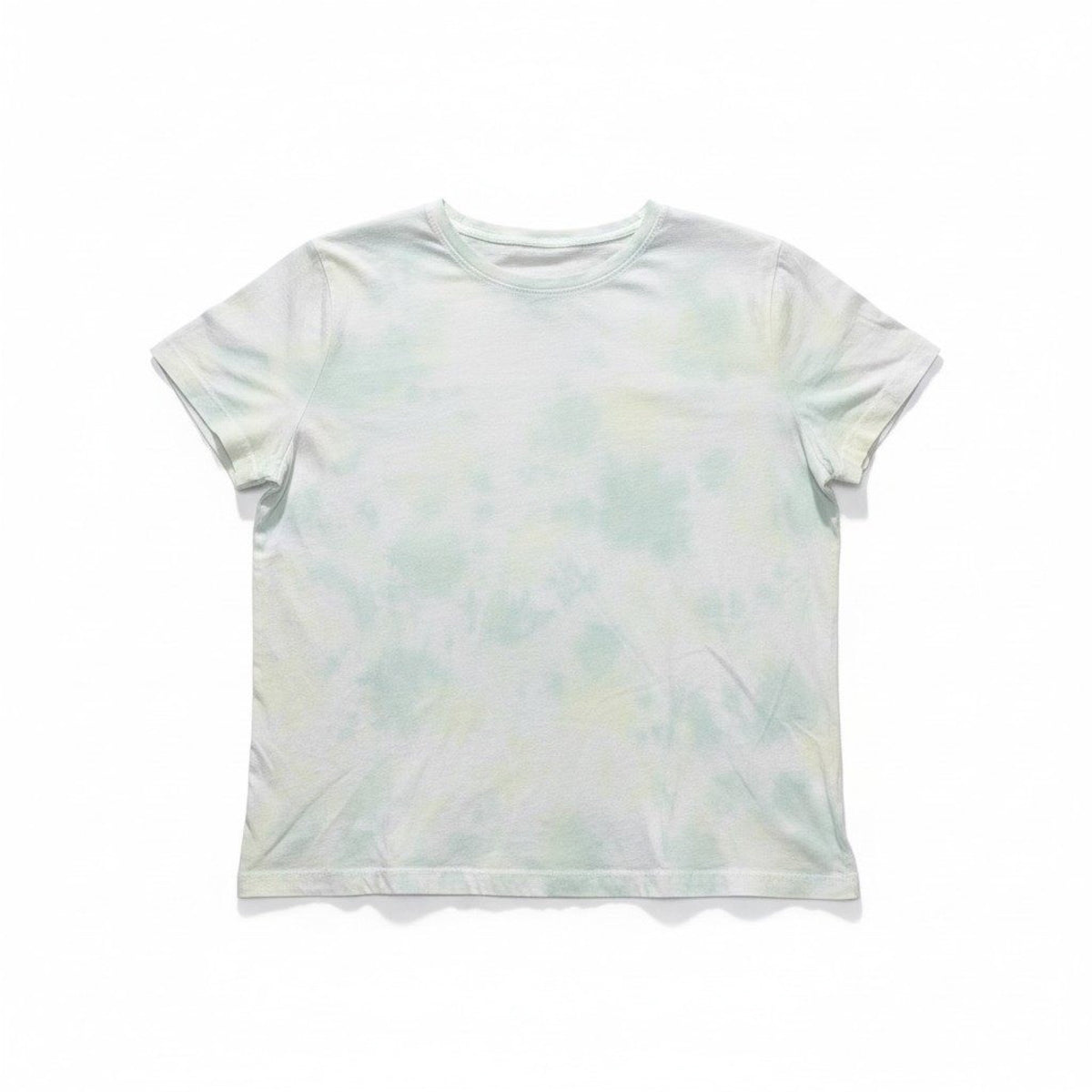Danskin XL Womens White Mint Tie Dye Crewneck Tee Shirt Boho Casual Athleisure