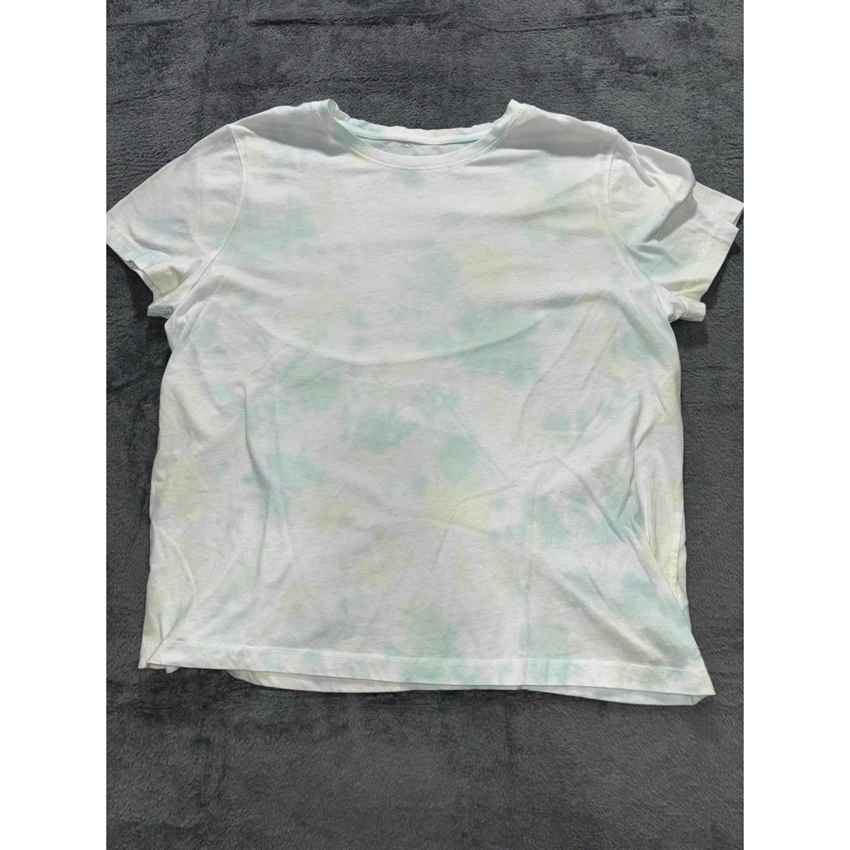 Danskin XL Womens White Mint Tie Dye Crewneck Tee Shirt Boho Casual Athleisure