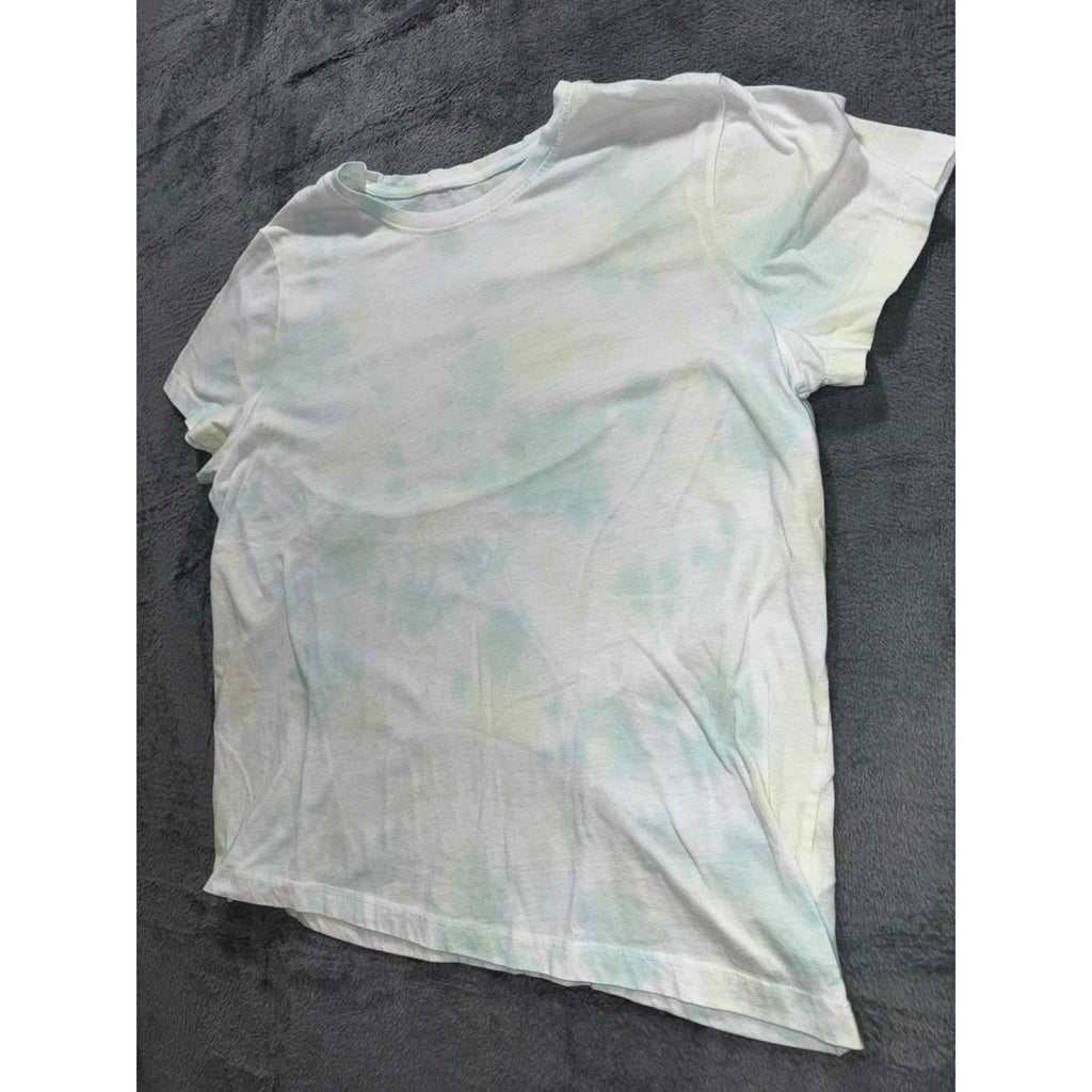 Danskin XL Womens White Mint Tie Dye Crewneck Tee Shirt Boho Casual Athleisure
