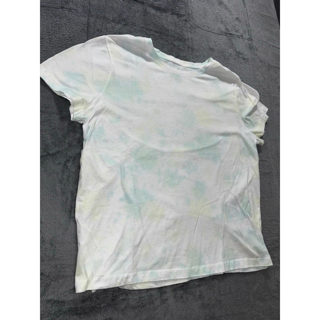 Danskin XL Womens White Mint Tie Dye Crewneck Tee Shirt Boho Casual Athleisure