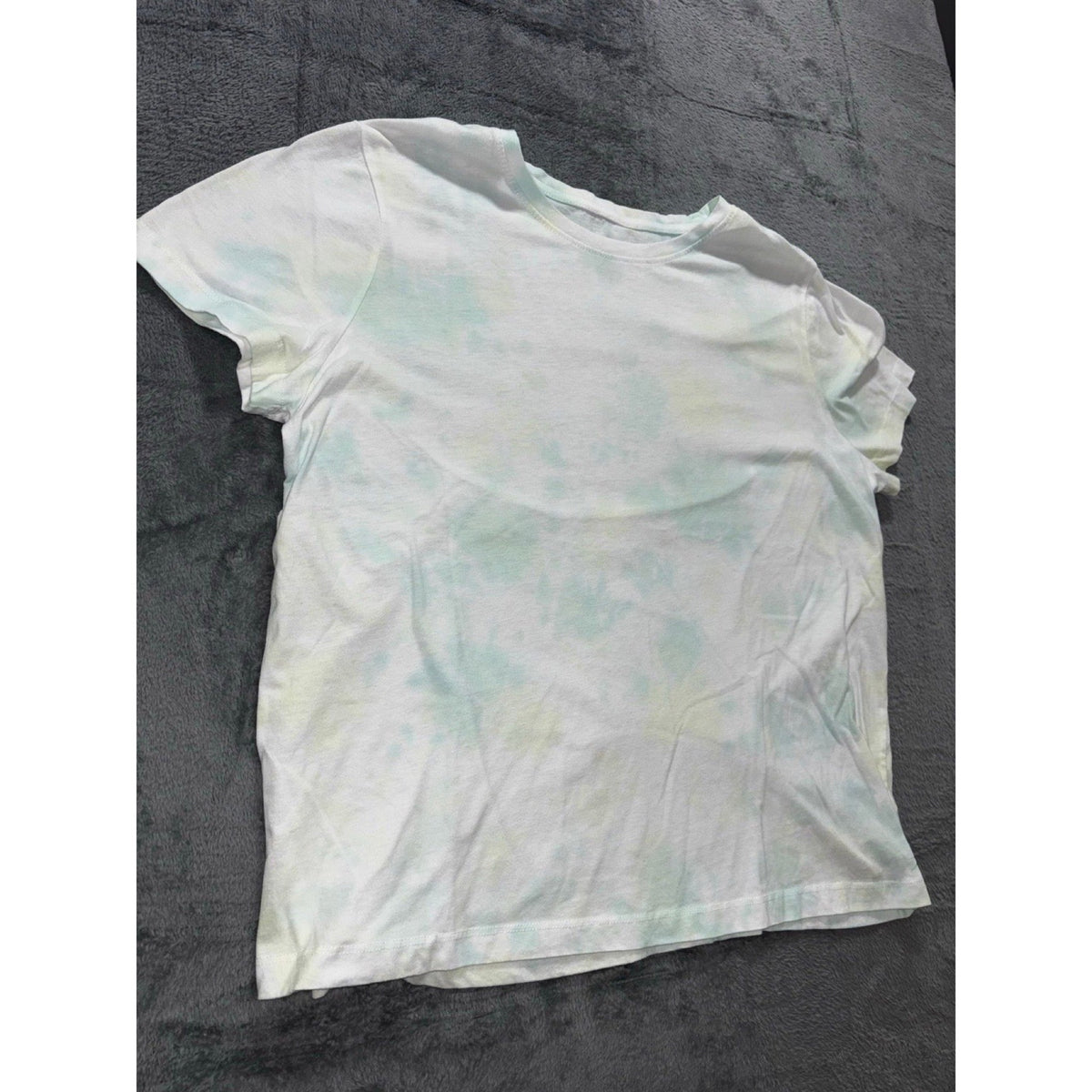 Danskin XL Womens White Mint Tie Dye Crewneck Tee Shirt Boho Casual Athleisure
