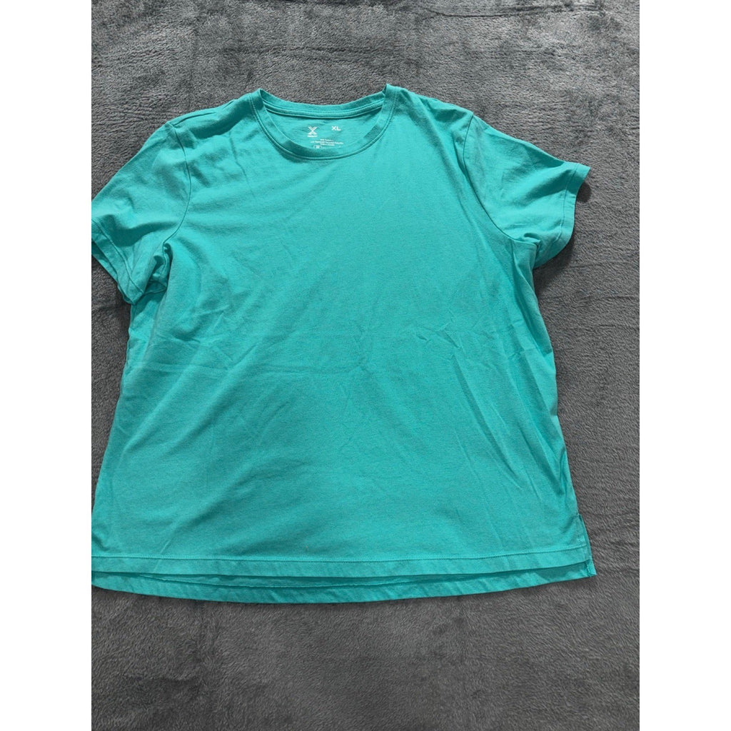 Xersion XL Teal Crewneck Tee Womens Casual Athleisure Short Sleeve Shirt