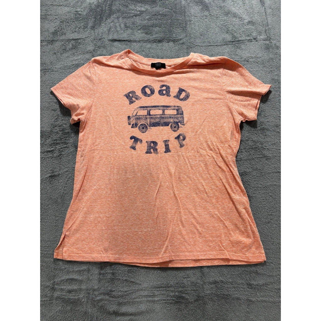 Modern Canvas XL Peach Womens Road Trip Van Graphic Tee Casual T-Shirt