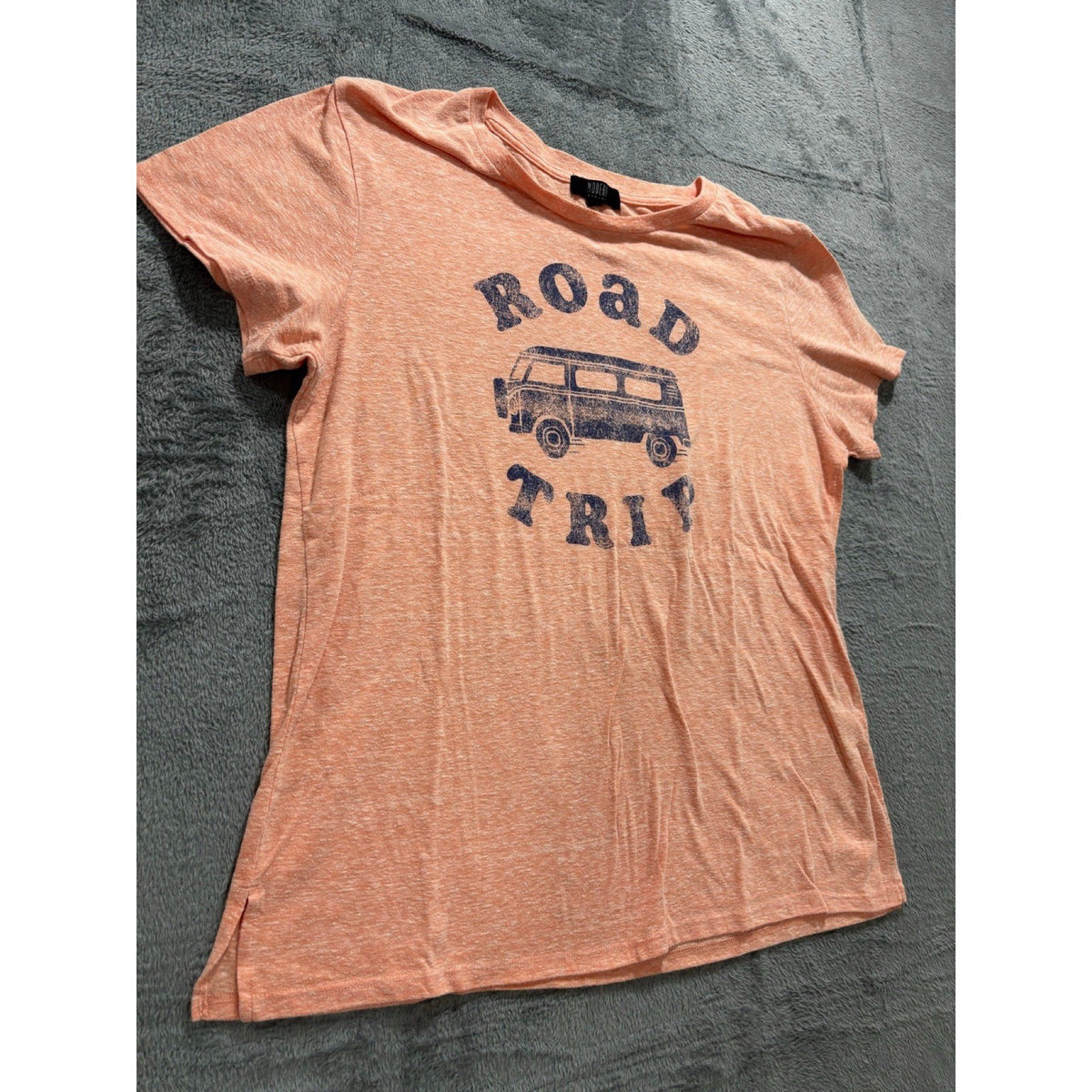 Modern Canvas XL Peach Womens Road Trip Van Graphic Tee Casual T-Shirt