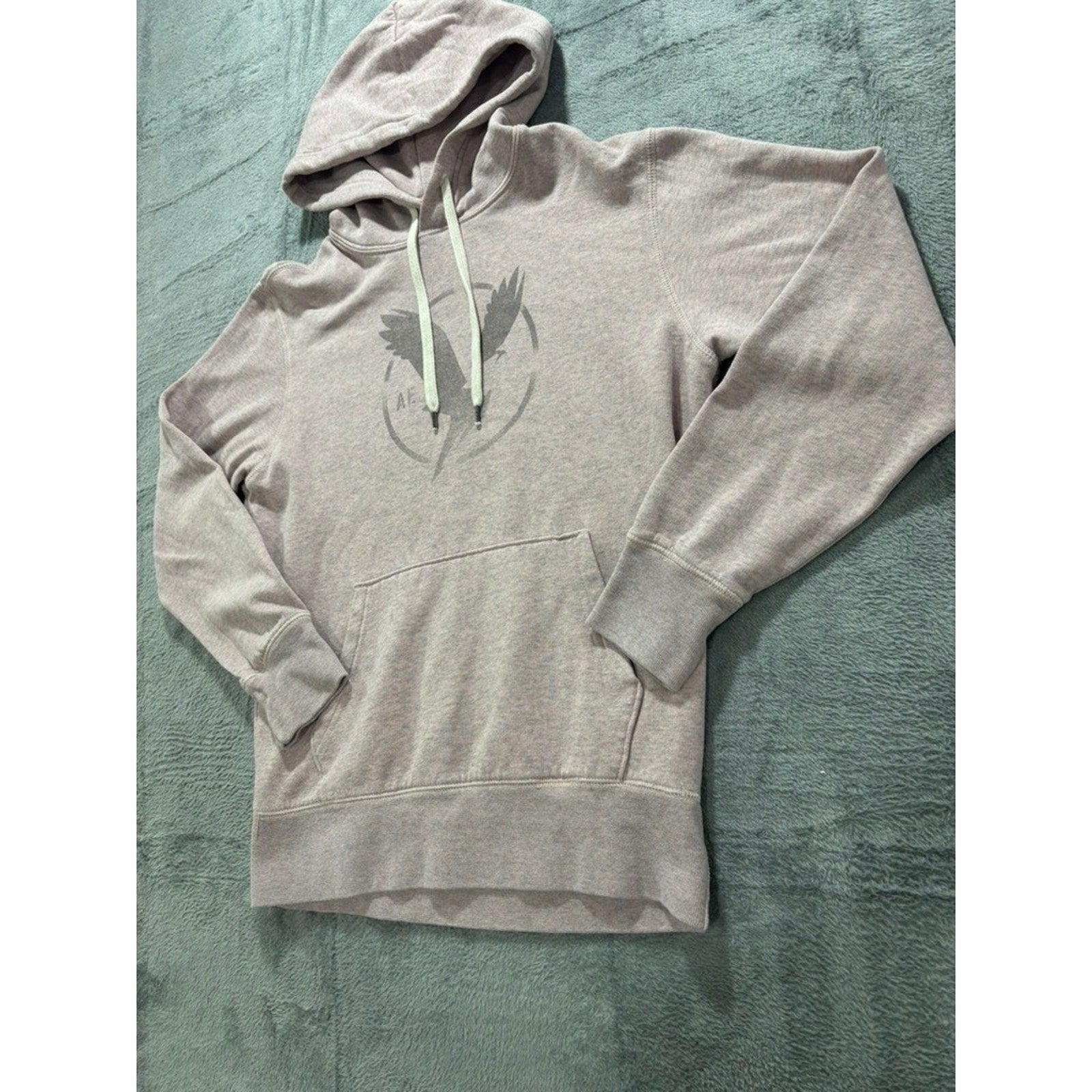 American Eagle Womens S Mauve Pink Graphic Hoodie Sweatshirt Casual Cozy Boho