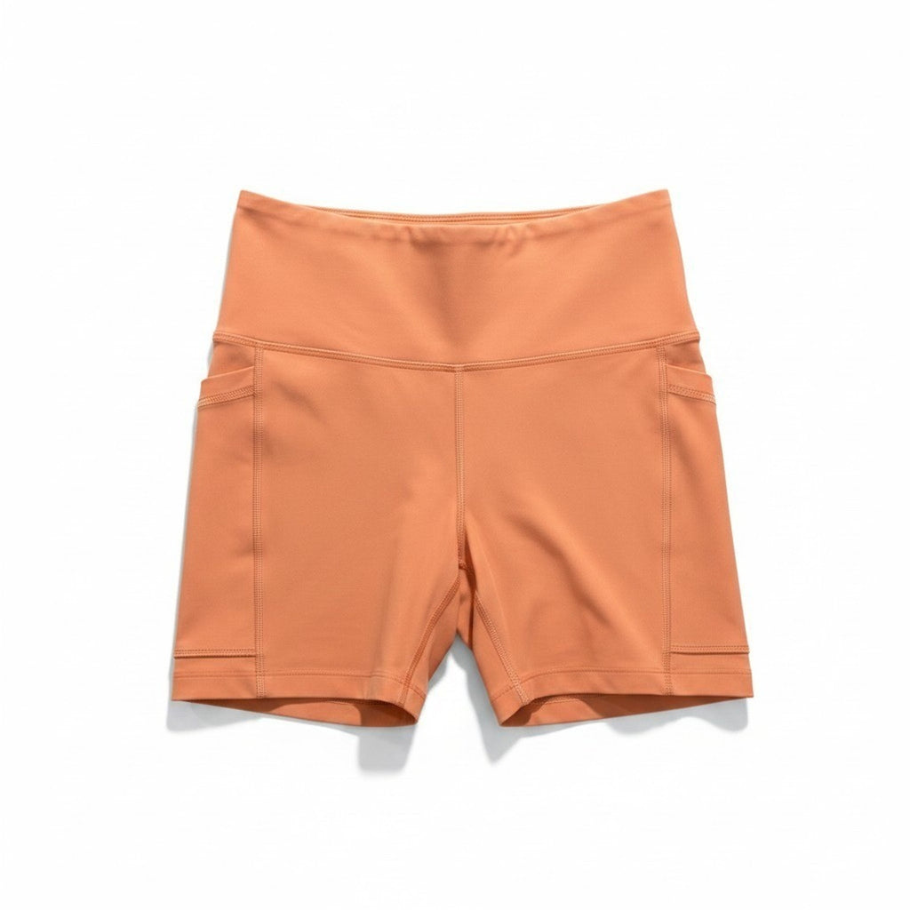 Old Navy Womens S Orange Powersoft High Rise Bike Shorts Athleisure Casual