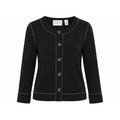 Emma James Cardigan Sweater Womens Medium Black Contrast Stitch Button Up