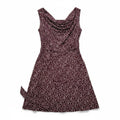 LOFT XL Burgundy White Polka Dot Cowl Neck Womens Dress Casual Vintage Style