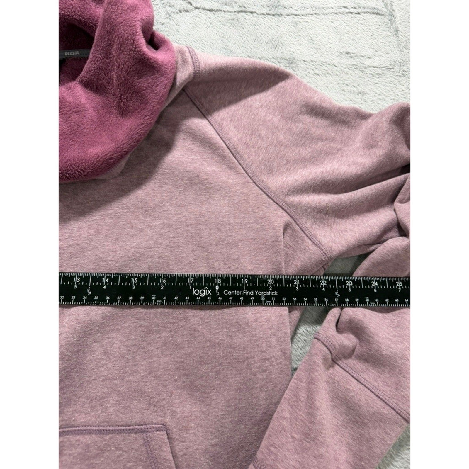 RBX Womens XL Mauve Heathered Cowl Neck Fleece Pullover Sweatshirt Thumbholes