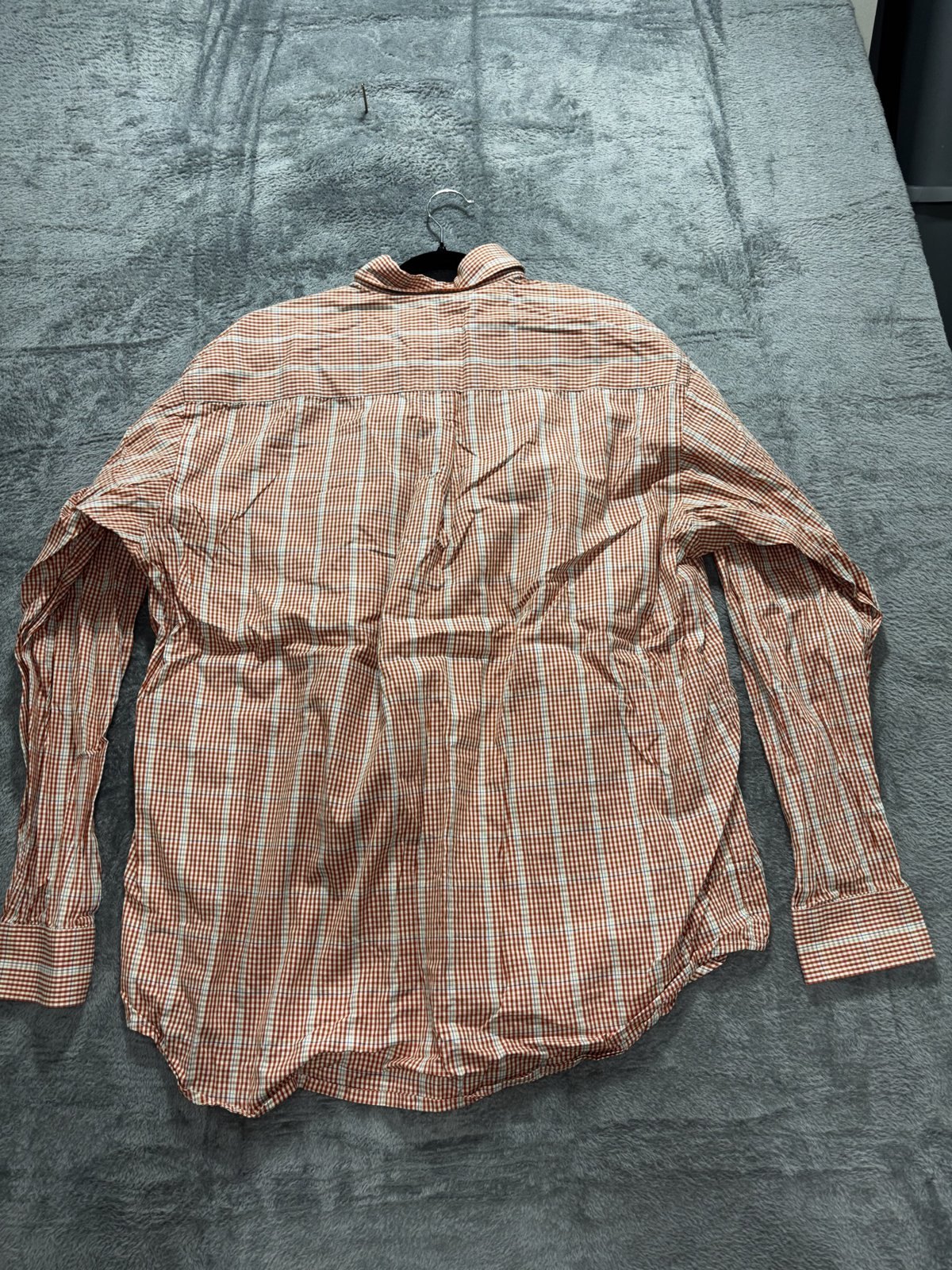 Bobby Jones Men's Orange White Gingham Shirt Size XL, photo 6 of 9