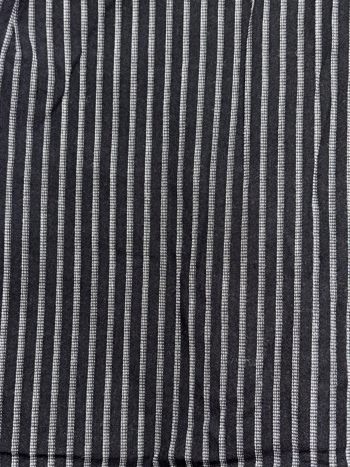 BCBG Attitude Mens L 16 1/2 34/35 Black Striped Long Sleeve Button Up Shirt