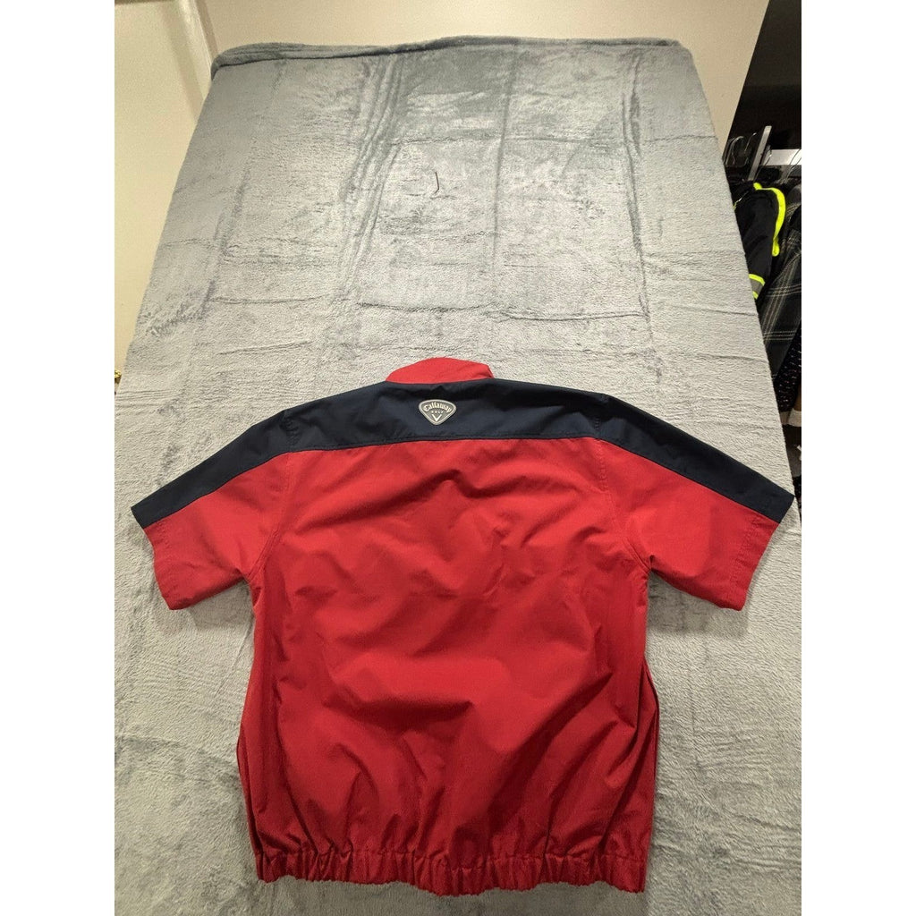 Callaway Golf Mens L Red Short Sleeve Windbreaker Pullover Jacket Athleisure