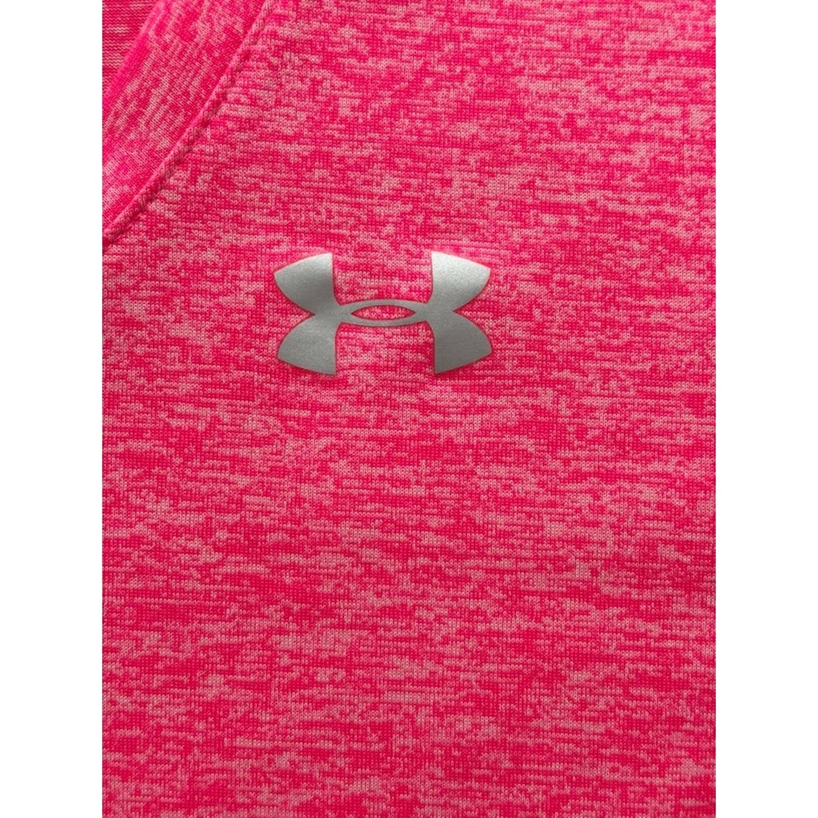 Under Armour Womens LG Pink V-Neck T-Shirt Athleisure Casual HeatGear Loose Fit