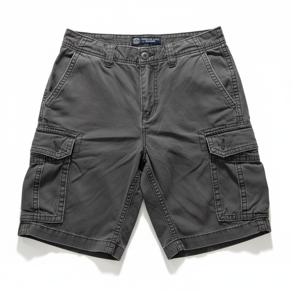 American Eagle Mens 26 Gray Cargo Shorts Faded Casual Utility Summer