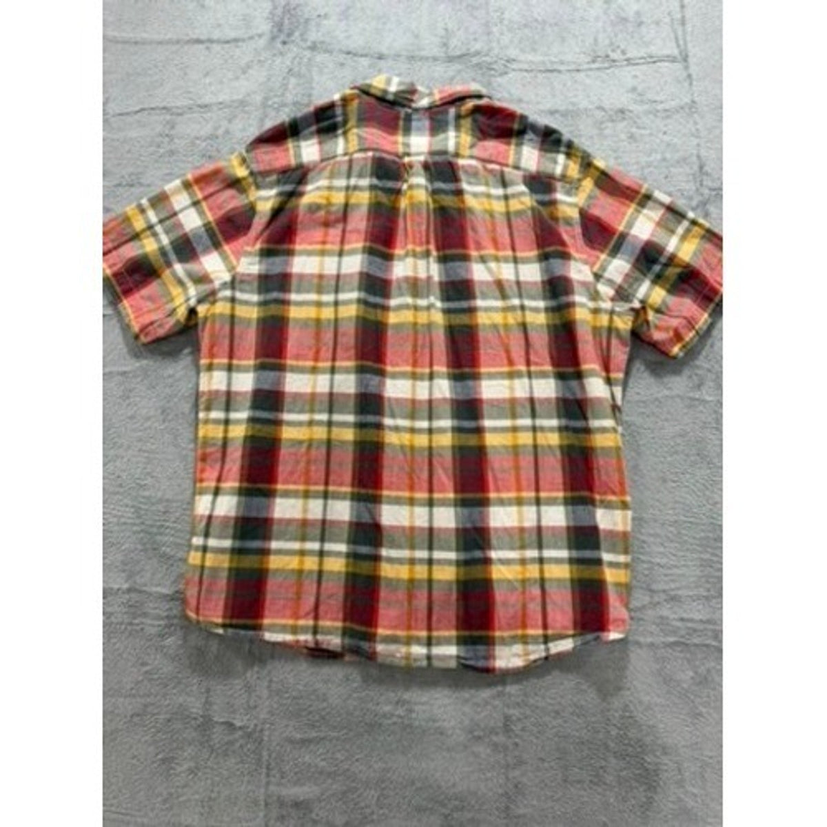 Woolrich Mens XL Short Sleeve Plaid Button Down Shirt Organic Cotton Modern Fit