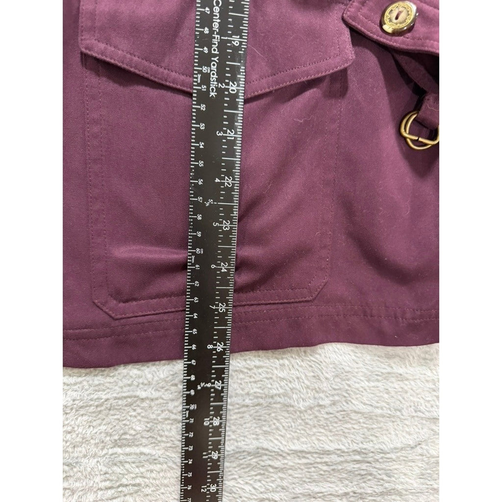 Koret Petites Womens Plum Purple Full Zip Utility Jacket Collared Flap Pockets L
