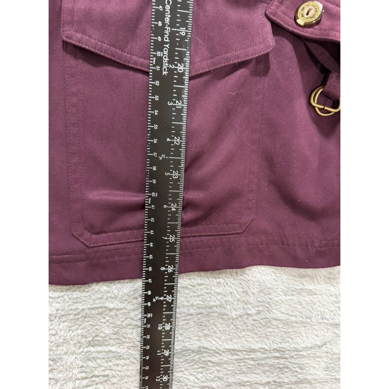 Koret Petites Womens Plum Purple Full Zip Utility Jacket Collared Flap Pockets L