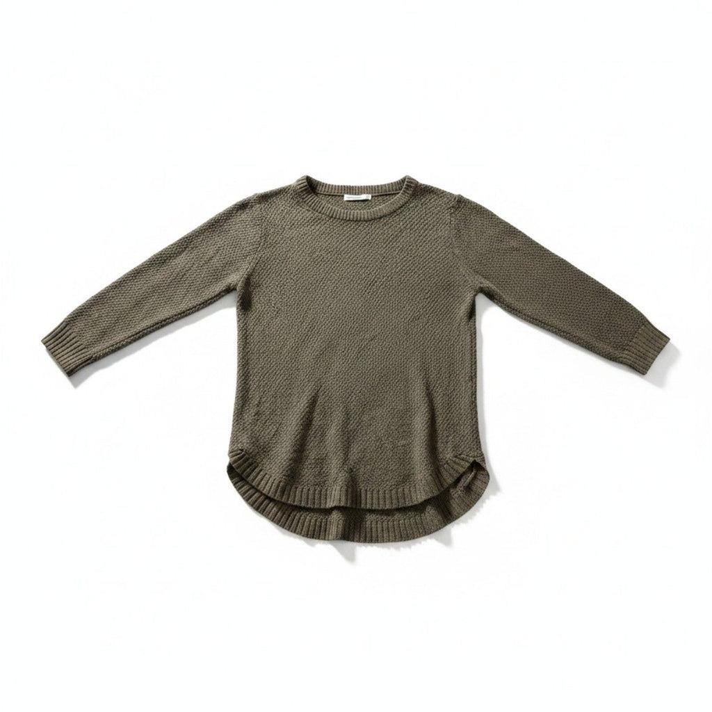 Pink Clover Womens M Olive Green Textured Knit Sweater Pullover Boho Casual Cozy