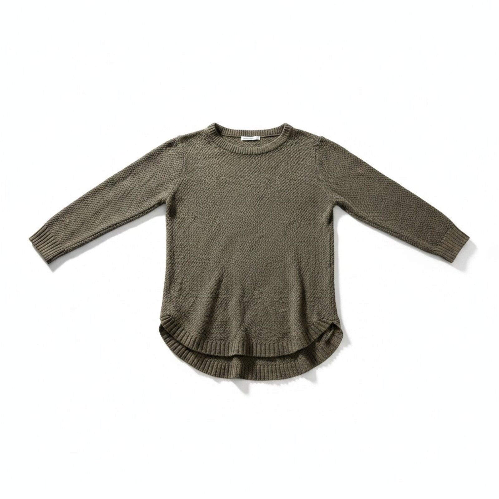 Pink Clover Womens M Olive Green Textured Knit Sweater Pullover Boho Casual Cozy