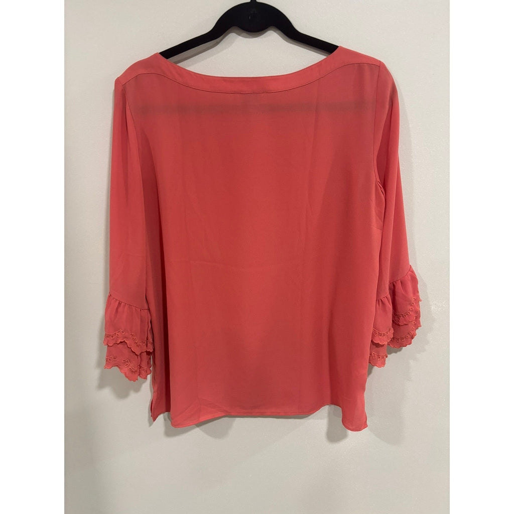 LOFT Outlet Coral Blouse Ruffle Sleeve Feminine Chic Top Small Coquette Office