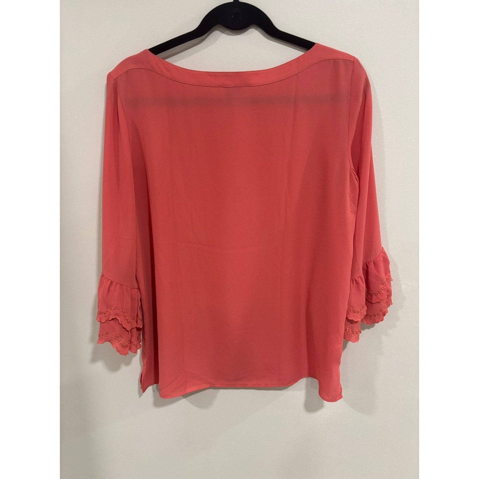 LOFT Outlet Coral Blouse Ruffle Sleeve Feminine Chic Top Small Coquette Office