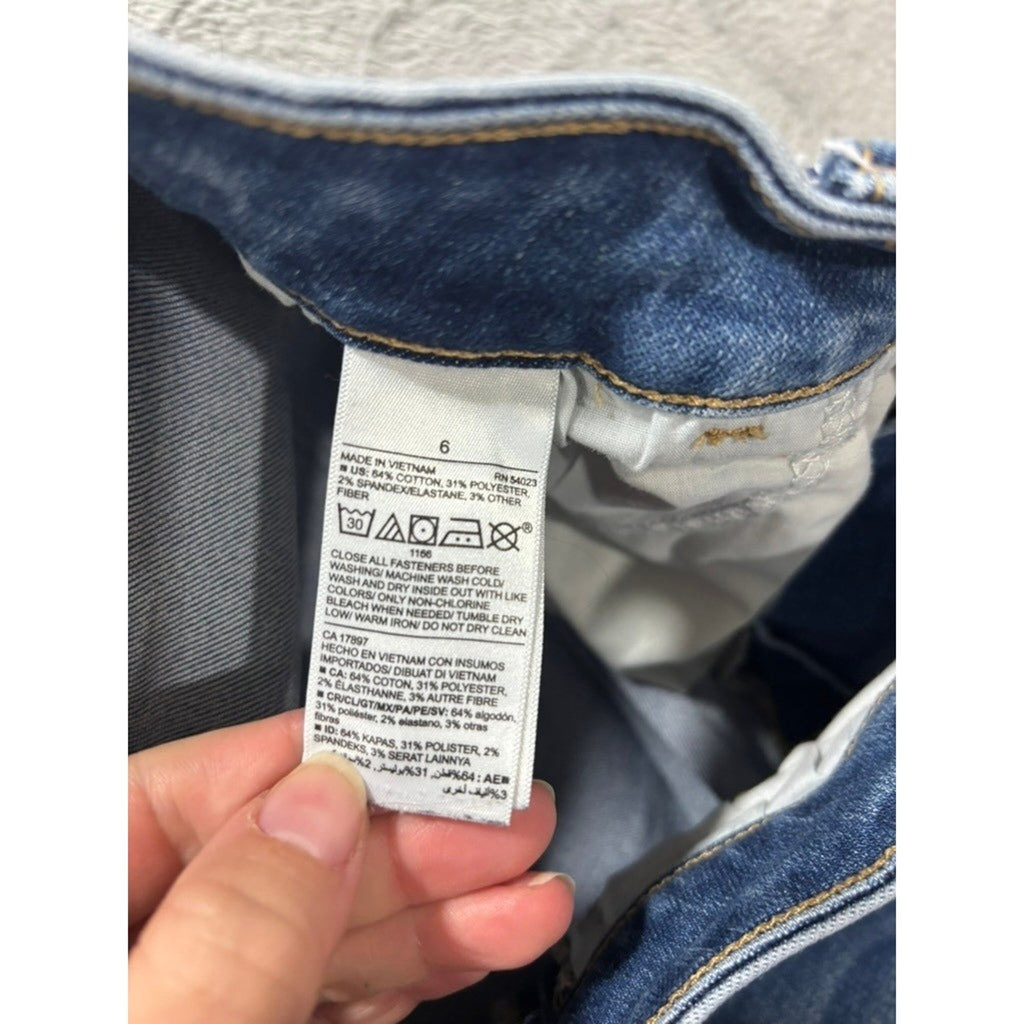 Old Navy Rockstar Super Skinny Extra High Rise Womens 6 Jeans Medium Wash Raw