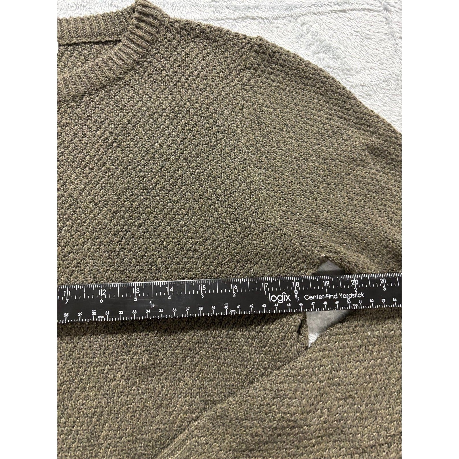 Pink Clover Womens M Olive Green Textured Knit Sweater Pullover Boho Casual Cozy