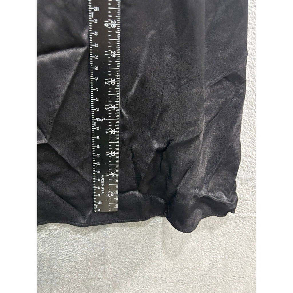 Zara Black Satin A-Line Maxi Skirt Drawstring Waist Size M NEW