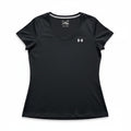 Under Armour Womens LG Black HeatGear V-Neck Loose Fit T-Shirt Athleisure Sporty