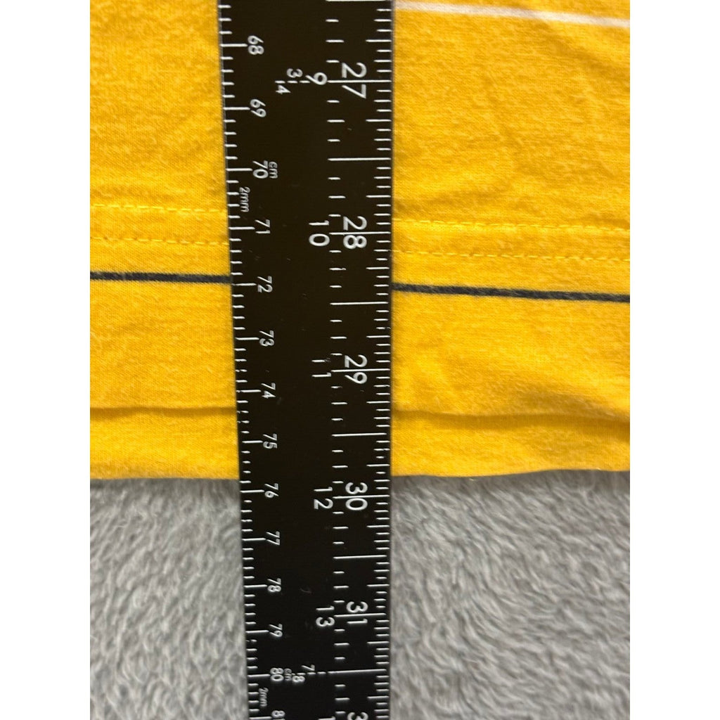 Nautica L Yellow Striped Short Sleeve Polo Shirt Mens Casual Preppy Vintage