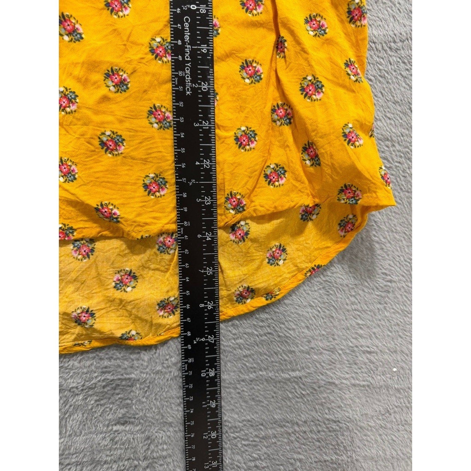 Old Navy Womens XL Mustard Yellow Floral Split Neck Tie Sleeveless Blouse Top