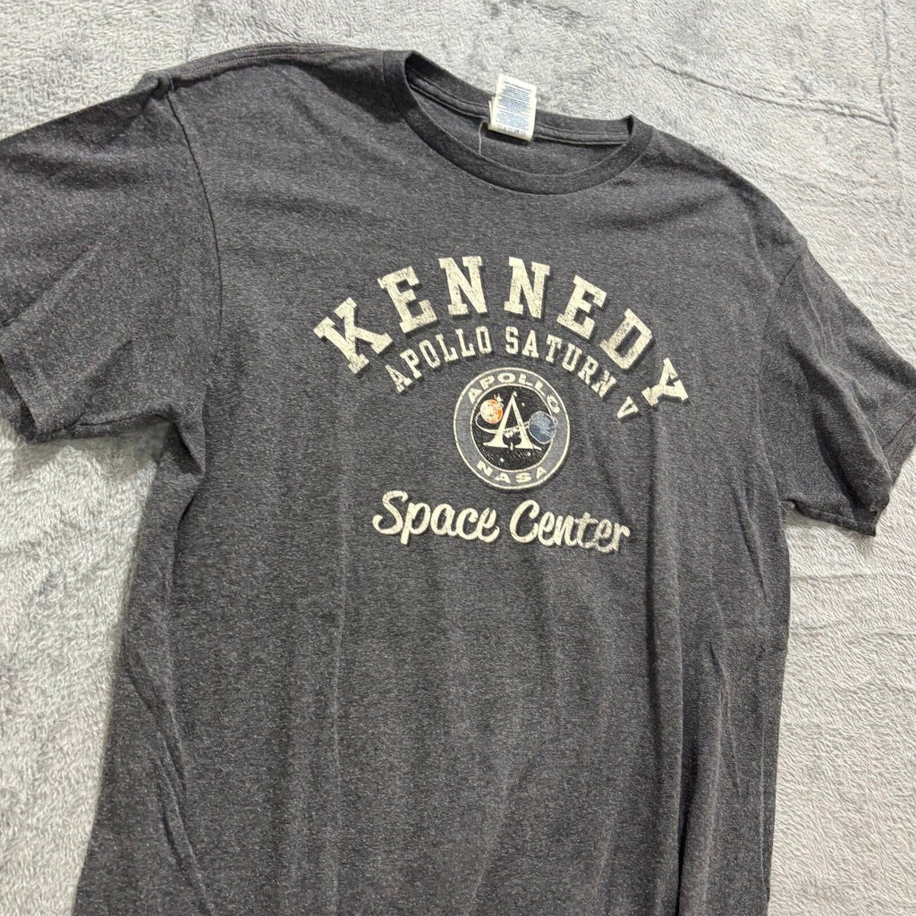 NASA Kennedy Space Center Apollo Saturn V Womens M Gray Graphic T-Shirt Casual