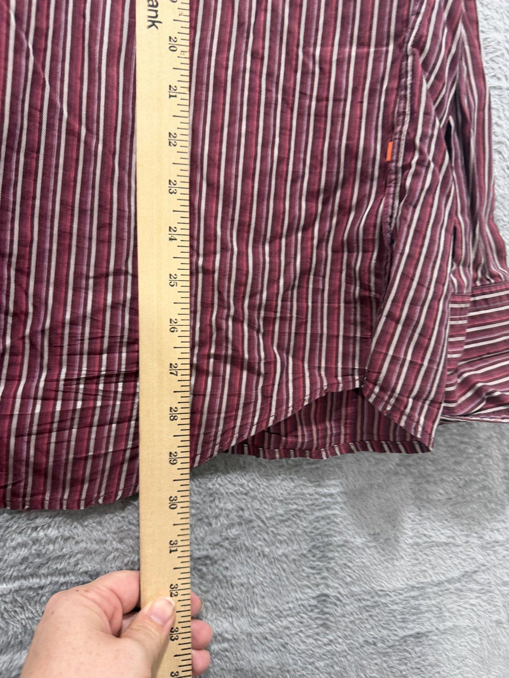 Boss Hugo Boss Mens XXXL Burgundy Striped Long Sleeve Button Up Dress Shirt